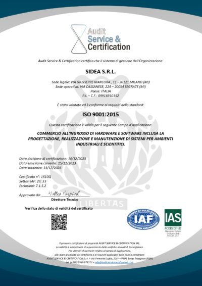 SidEA Certificazione ISO 9001